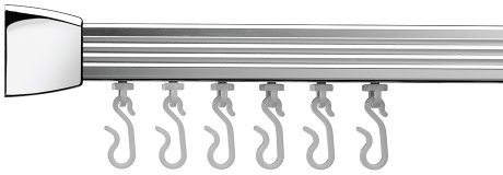 Croydex Slenderline Modular Shower Rail Kit includes L-Shaped/ U-Shaped/ Straight Ceiling Support/ Hooks and Gliders, Chrome