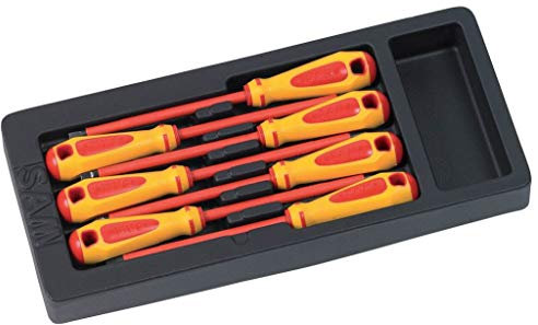Sam outillage - ZTB-PJ7M - Jeu de 7 tournevis SAMSOFORCE isolés 1000v fente + phillips en module ABS