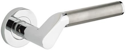 ZPZ120CPSS - Venus Round Rose Lever Door Handles - Zoo Hardware Collection - Screw On Rose - Polished Chrome/Satin Stainless