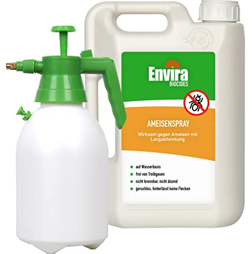 Envira Ameisenspray 2L + 2L Sprüher - Abwehrspray mit Langzeitwirkung gegen Wegameisen, Pharaoameisen - Mittel für Wohnung, Balkon, Terrasse, Garten - Ameisen loswerden