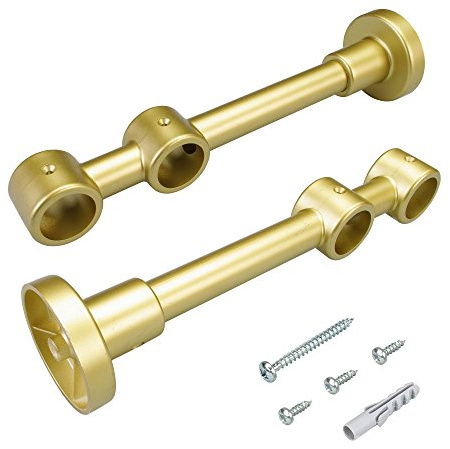 Doppelträger für Gardinenstangen 16 cm zweiläufig ø 20mm | 1 Stück goldmatt