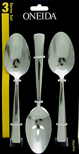 Oneida Nocha Everyday Flatware Serving Spoons, Set of 3 Acero Inoxidable 18/0, Juego de Cubiertos