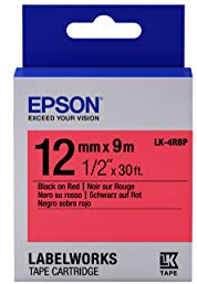 Epson C53S654007 Beschriftungsband pastell Schwarz auf Rot