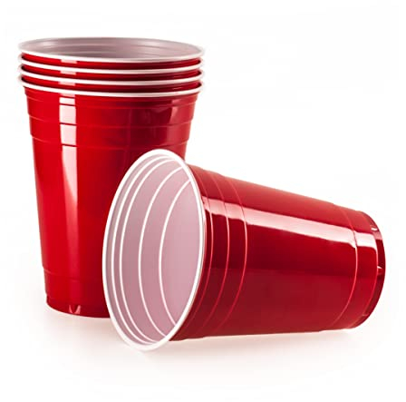 VIVALOO Vasos Grandes Reutilizables - 100 Vasos, 16 oz, 455 ml, Vasos rojos para Beer Pong, Paquete de 100 Vasos