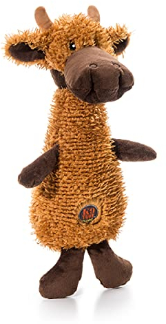 Outward Hound Charming Pet Scruffles Hundespielzeug Elch quietschend groß - weiches Kuscheltier - robust und langlebig quietschendes Zerrspielzeug braun