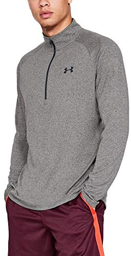 Under Armour Men's Tech 2.0 1/2 Zip-up Long Sleeve T-shirt Sweatshirt, Charcoal Light Heath (019)/Black, S