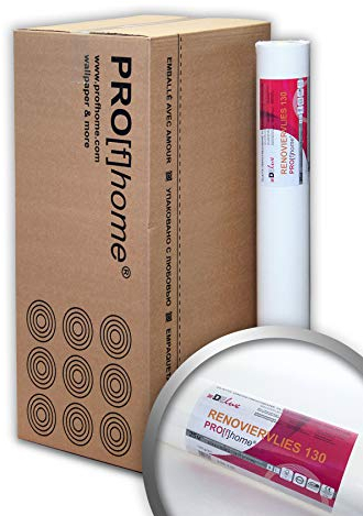 Profhome Renoviervlies 130 g Malervlies glattes Vlies rissüberbrückende Vliestapete weiß 168,75 qm 1 Karton 9 Rollen FSC® MIX CREDIT Nr. TSUD-COC-001718-KR