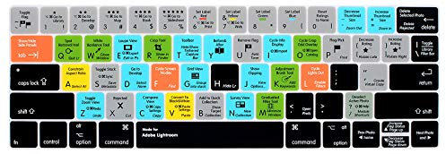 WYGCH Lightroom Shortcuts Hotkey Wasserdichte Tastaturabdeckung für MacBook Pro 13 15 Zoll 2019 2018 2017 und 2016 mit Touch Bar, Touch ID Modell: A2159 A1989 A1706/A1990 A1707, USA Version