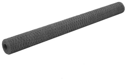 vidaXL Grillage Acier Revêtement PVC 25x1,5 m Hexagonal Gris Clôture de Jardin