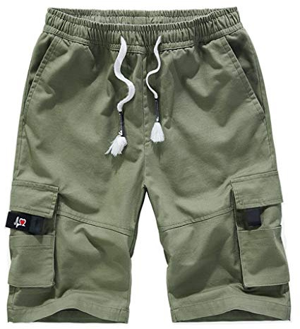 Yowablo Herren Shorts Bermuda Short Mehrfarbiger Overall mit Mehreren Taschen und elastischer Taille