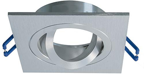 Porta faretto orientabile silver argento quadrato incasso soffitto 8cm LED GU10