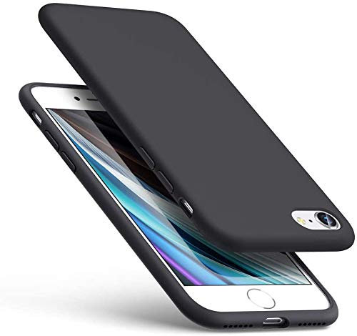 RKVMM Silicone Case for iPhone SE 2022/ iPhone SE 2020/8/7, Rubber Cover [Comfortable Grip][Screen & Camera Protection][Shock-Absorbing] (Black)