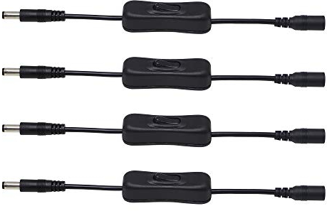 PNGKNYOCN 20cm DC 5,5 x 2,1mm Verlängerungskabel DC Gleichstrom EIN/Aus-Schalterkabel von Stecker zu Buchse,für LED-CCTV-Überwachungskamera (4-Pack)