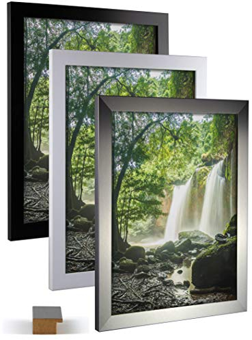 myposterframe Bilderrahmen 50x70 cm Direkt Juno Schwarz matt 70x50 cm MDF Holz mit Kunstglas 1mm klar