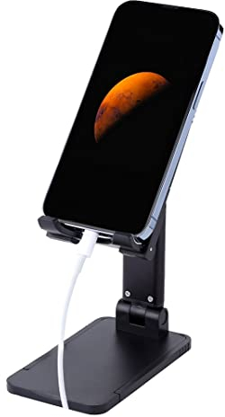 Verstellbarer Handy-Ständer, Winkel höhenverstellbar, Schreibtisch-Handy-Ständer, Handy-Dock-Halterung, kompatibel mit allen Handys, iPhone, Switch, iPad, Tablet (schwarz)