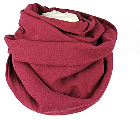 Loop Schal in weinrot aus luftigen Musselin Baumwollstoff- Handmade