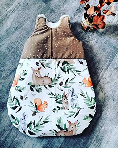 gigoteuse bébé taille 0 à 6 mois, thème forêt et marron, décoration chambre, idée cadeau, naissance, fait main et fabrication française