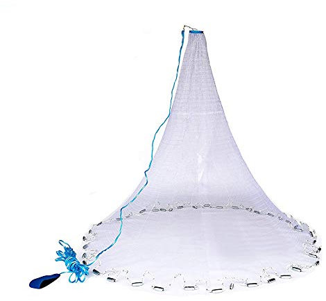 Lawaia Angelnetze Wurfnetz für Salzwasser, Nylon-Monofilament fischernetz für Köderfalle und Fische,1.5m Radius