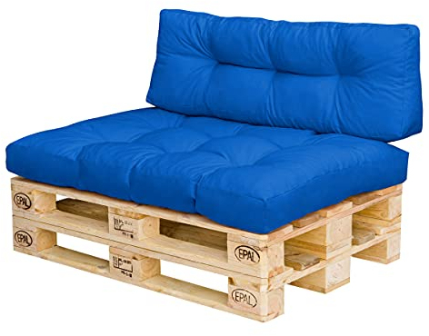 Royal Schneider Set Sitzkissen Rückenkissen Palettensofa Palettenpolster - 2er Set - 1Stk. 120x80 + 1Stk. 120x40, Farbe - Schulblau