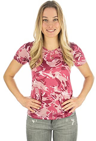 TOM COLLINS Damen T-Shirt Kurzarm Shirt mit V-Ausschnitt Triku, Größe:48, Farbe:rosa