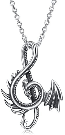 ONEFINITY Halskette 925 Sterling Silber Musik Note Ästhetische Anhänger Kette Vintage Geschenk für Männer Frauen Mädchen Jungen...