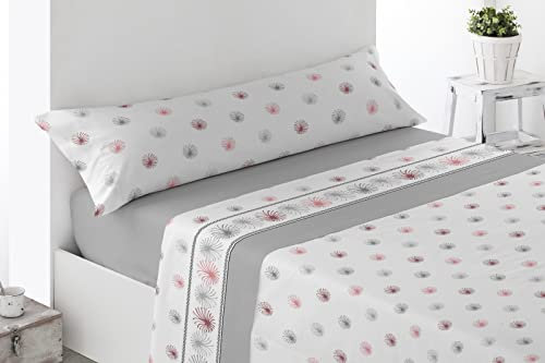 ENERGY COLORS TEXTIL-HOGAR Juego Sábanas 3 Piezas Verano (Xir Gris, Cama 105)