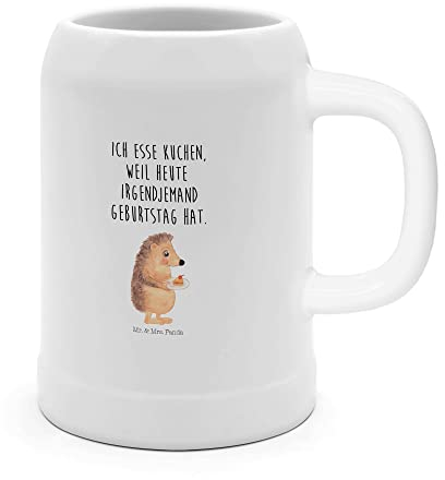Mr. & Mrs. Panda Bierkrug Igel Kuchenstück - Geschenk, Tiermotive, 500ml, Bierkrüge, Geburtstagskuchen, Steinkrüge, Torte, Gute Laune, Tiere, lustige