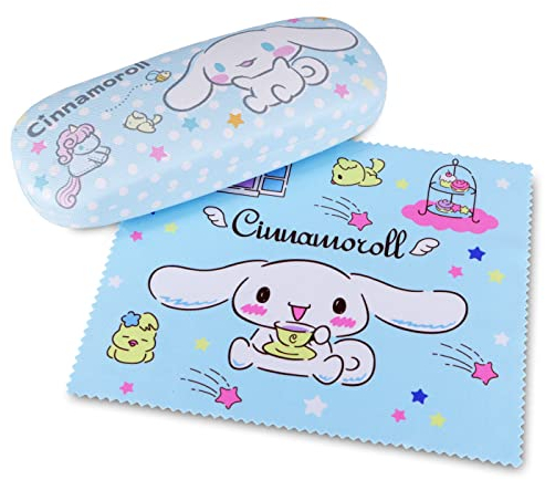 Roffatide Anime Cinnamoroll Rosa Cartoon Custodia per Occhiali a guscio duro con panno Custodia protettiva portatile per occhiali per ragazzi ragazze Blu B