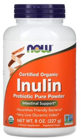 Now Foods Certified Organic Inulina (bio-inulina), alta dosis, 227 g en polvo vegano