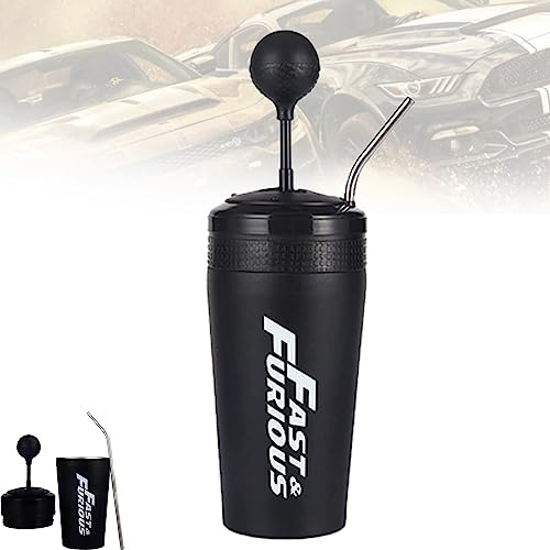 XIAOYIYI Fast and Furious Gear Shift Cup, 500ml Stainless Water Cup, Fast and Furious 10 Water Cup, Shift Lever Style Cups with Straw and Lid, Take This Cup Feel The Speed and Passion