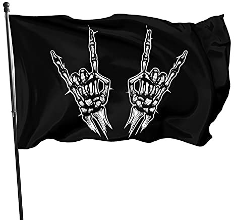 Feiertage Flags Heavy Metal Skull Rock Hand 90X150Cm Indoor Flagge Langlebig House Sign Verblassen Beständig Hofflagge Décor Für Outdoor Porch Veranda