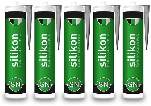 Bau- & Fenster-Silikon 310 ml Kartusche grau, Innen/Aussenbereich, Dichtstoff für Anschluss- und Dehnungsfugen, wasserdicht, UV- und witterungsbeständig (5)