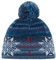 Eisbär IKE Pompon Beanie Mütze Strickmütze Wollmütze Wintermütze Damen/Herren - Made in The EU mit Umschlag, Umschlag Winter Herbst-Winter - One Size blau