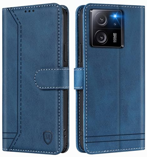 GoodcAcy Kompatibel mit Xiaomi 13T/Xiaomi 13T Pro Hülle Handyhülle Leder Klappbar Schutzhülle Tasche Wallet Brieftasche Cover Flip Case für Xiaomi 13T/Xiaomi 13T Pro/Redmi K60 Ultra Klapphülle Blau