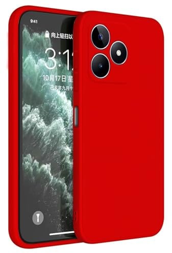 HAFFAN Funda de Silicona TPU Compatible con Realme C53 / Realme C51 / Realme Note 50 (6.74 Inches), Carcasa Protectora para Teléfono Móvil - Rojo Chino