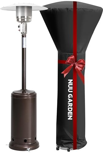 Nuu Garden Outdoor Propane Patio Heater, 46,000 BTU Gas Outdoor Heater with Detachable Wheels, Portable Heater with Waterproof Cover for Garden, Terrace, Backyard, Porch, Bronze