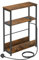 VASAGLE Slim Side Table with Charging Station, 3-Tier Narrow Bedside Table, End Table for Small Spaces, Magazine Rack, for Living Room, Bedroom, Study, Rustic Brown and Ink Black LET335K03