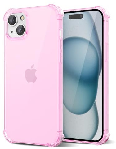 Svanove Custodia Transparente in Silicone TPU Morbido per iPhone 15 Plus, con Protezione Antichoc e per la Camera, Chiaro Rosa