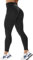 JOYSPELS Nahtlose Yogahose, Workout-Leggings für Damen, Kompression, Bauchkontrolle, Fitnessstudio, Fitness, Po-Lifting, Schwarz, M