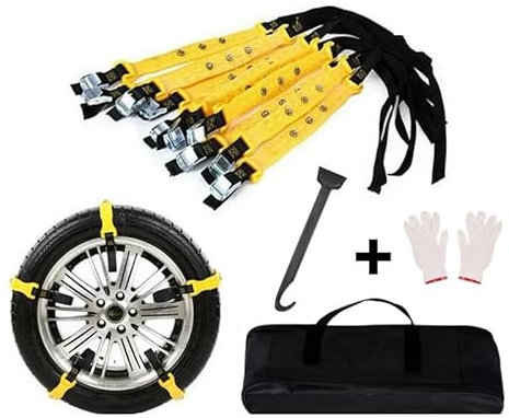 SSIMOO 10 Stück Auto Schneeketten,für Tesla Model 3 S Y X,Verstellbare Universal,für Reifenbreite 165-275mm