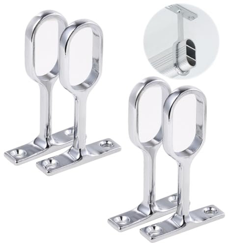 Supporto per Asta Armadio Ovale,Asta Appendiabiti Ovale da Armadio,Barra Centrale Ovale Dell'appendiabiti,Lega di Zinco Ovale Asta per Armadio Staffa,Supporti per Aste per Tende,16mm,4pcs