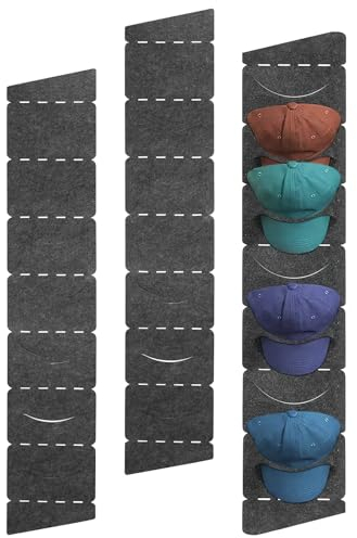 PZJFH Cap Halterung Wand, 3 Stück Baseball Kappen Halterung, Faltbar Wand Cap Halter Cap Aufbewahrung Organizer für Aufbewahrung und Anzeigen von Baseballkappen