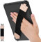 MoKo Correa de Mano de Seguridad para 9 - 11 iPad/iPad Pro/iPad Air/Kindle Fire HD/Samsung/Lenovo tabletas, Soporte de Agarre de Dedo Elástico Multifuncional Tableta, Correa Negra, Rosa Dorada