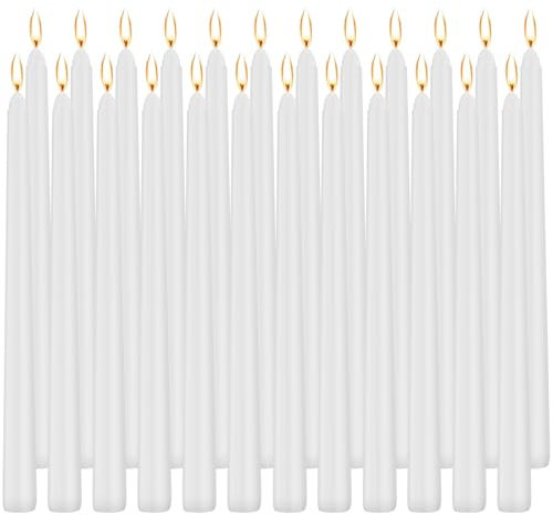 Tobeape 24 Stück Stabkerzen Weiß Höhe 25,4 cm ø 2,15 cm Kerzen, Unparfümierte lange Brenndauer Dekorative Leuchterkerzen für Gastronomie/Feste/Haushalt
