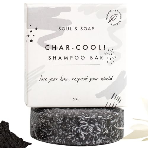 Charcoal Shampoo Bar For Oily Hair - For All Hair Types, Mositursing & Shine. Plastic Free Hard Water Eco Friendly, SLS & SLES Free, Vegan, Palm Oil Free.