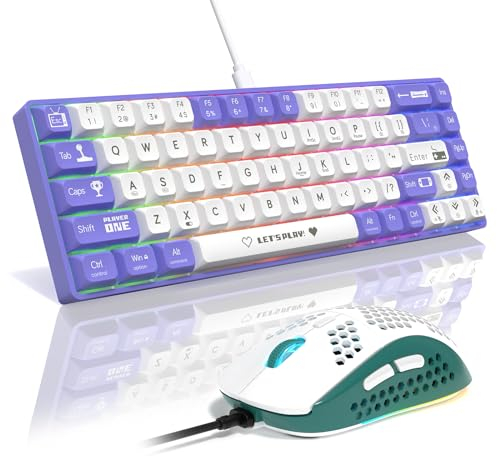 MAMBASNAKE AJAZZ AK680 Mechanical Keyboard, 68 Key 60 Percent Hot Swappable Gaming Keyboard + 6 Adjustable DPI 6400 Gaming Mouse with 6 RGB Light, for PC/Mac/Laptop Gamer (Red Linear Switch)
