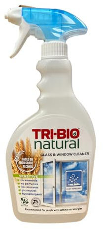 Tri-Bio Eco Natural Glass and Window Cleaner Spray 500ml Streak Free Finish Dust Repellent