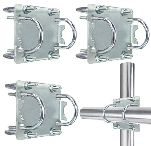 3PCS Antenna Mast Clamp Cross-Over Bracket Kit With U Bolts for 1-2 OD Poles, Heavy Duty Mounting Hardware for MINO Yagi TV Antennas, Security Camera, Weather Station