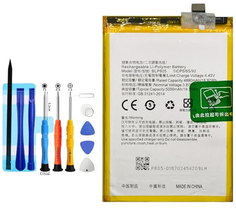 Vvuilsty BLP805 Batteria di ricambio per Oppo A53S A74 5G/A54 5G/A16 4G/A16S, batteria ricaricabile a 0 cicli compatibile con Oppo A53S A74 5G/A54 5G/A16 4G/A16S con kit di attrezzi di riparazione