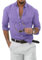 TARAINYA Camicia Lino Uomo Cotone Manica Lunga Estiva Casual con Tasche Regular Fit Viola XL